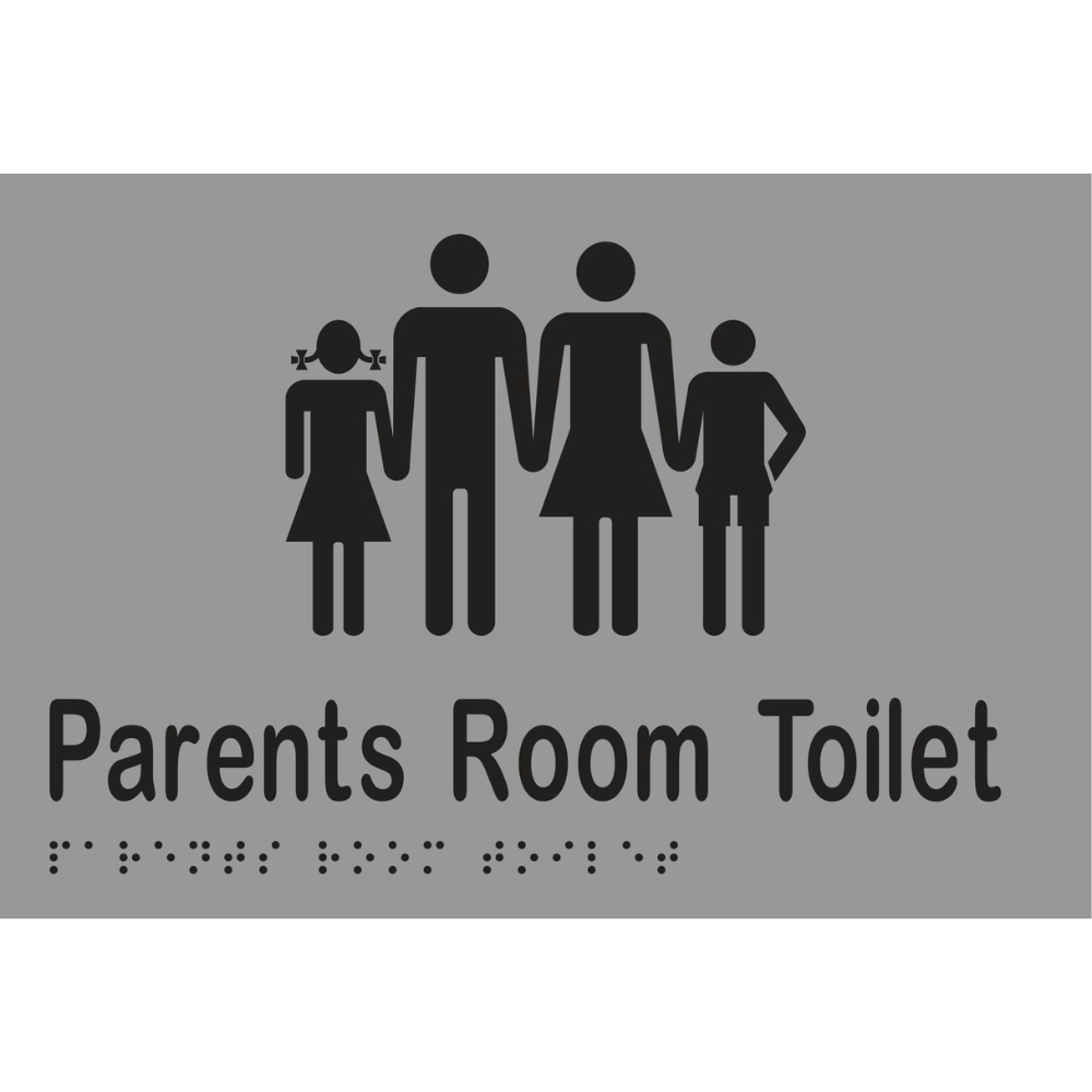 Parents Room Toilet Sign - Vinyl - Silver with Black Infill