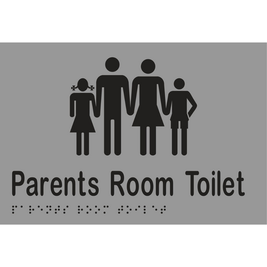 Parents Room Toilet Sign - Vinyl - Silver with Black Infill