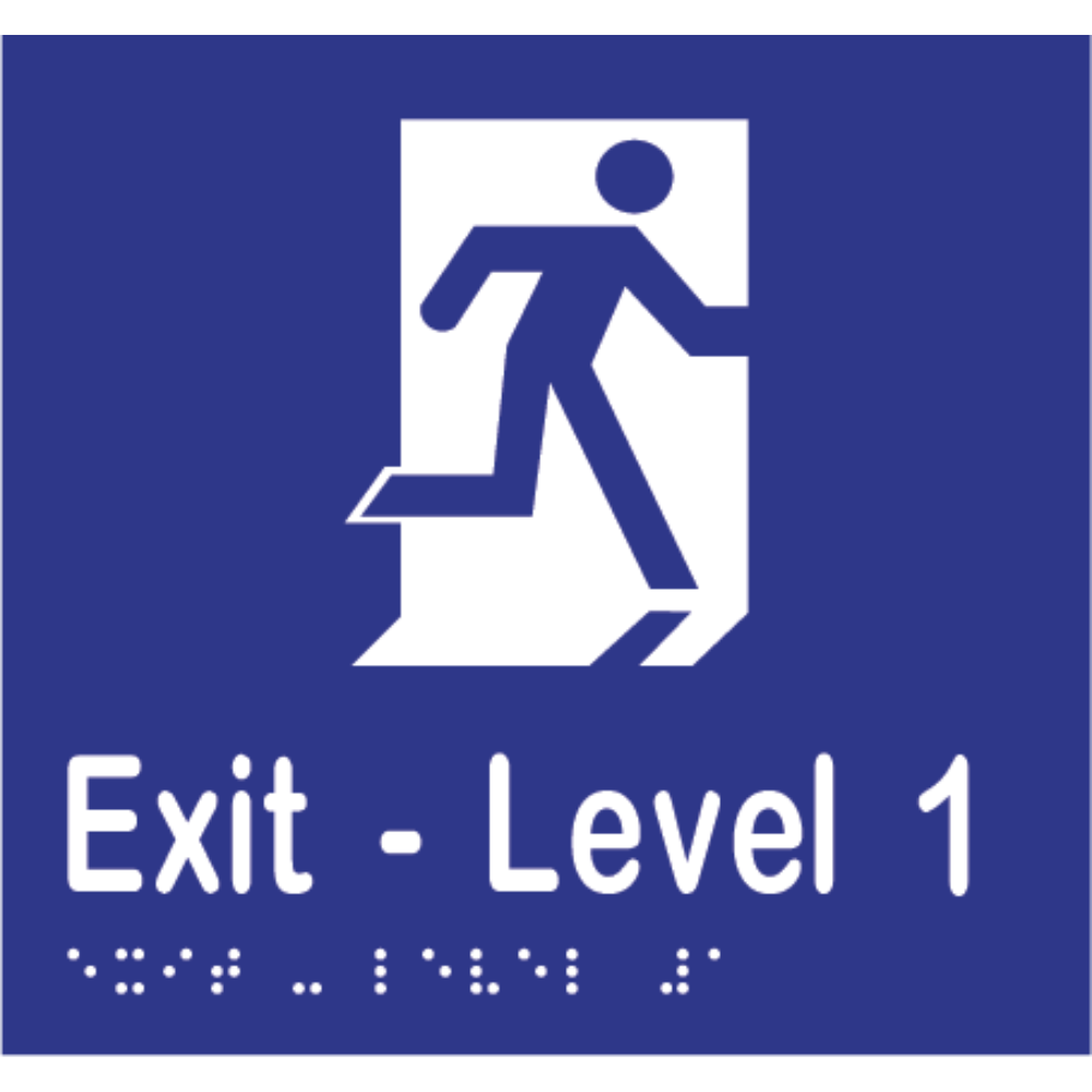 Exit Level # Sign -Vinyl - Blue with White Infill