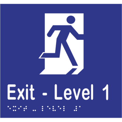 Exit Level # Sign -Vinyl - Blue with White Infill