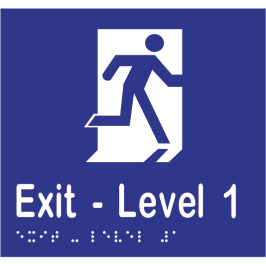 Exit Level # Sign -Vinyl - Blue with White Infill