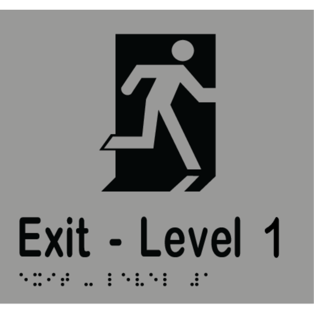 Exit Level # Sign - Vinyl - Silver with Black Infill
