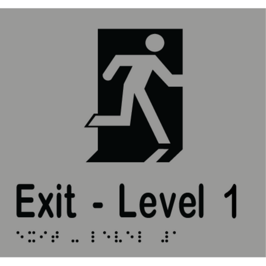 Exit Level # Sign - Vinyl - Silver with Black Infill