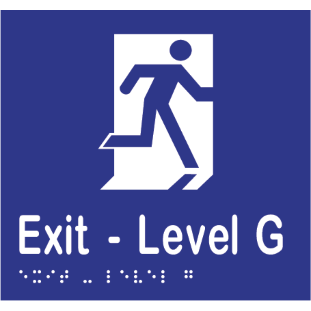 Exit Level # Sign -Vinyl - Blue with White Infill