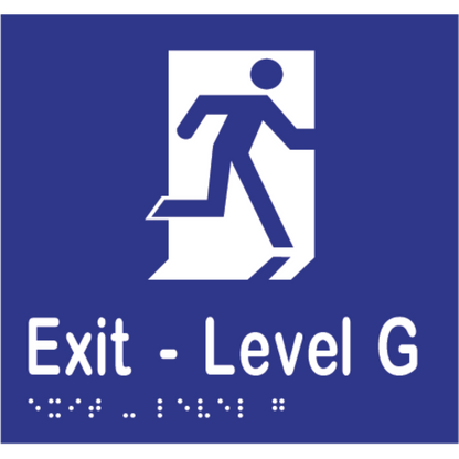 Exit Level # Sign -Vinyl - Blue with White Infill
