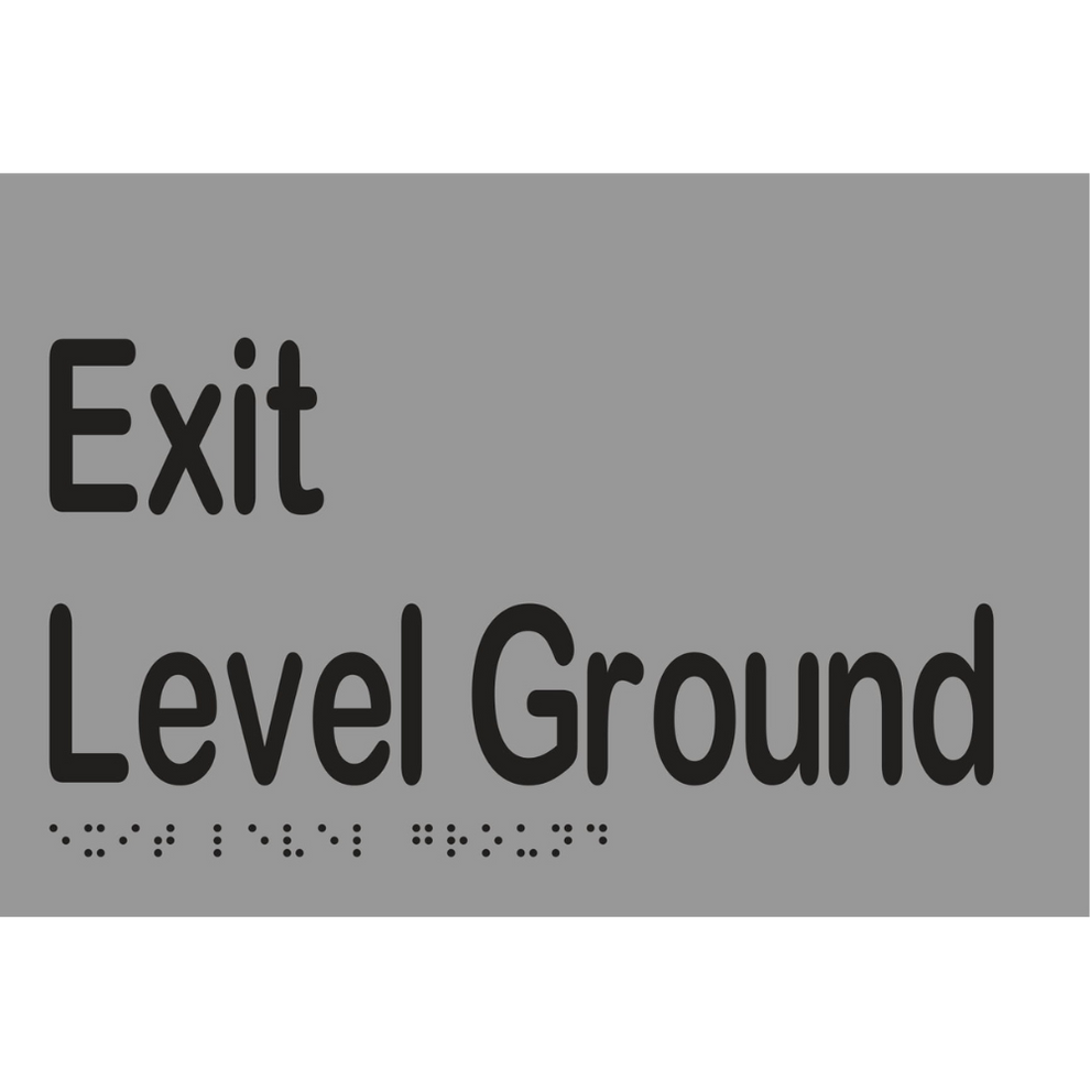 Exit Level Ground Braille Sign - Stainless Steel with Black Infill ...