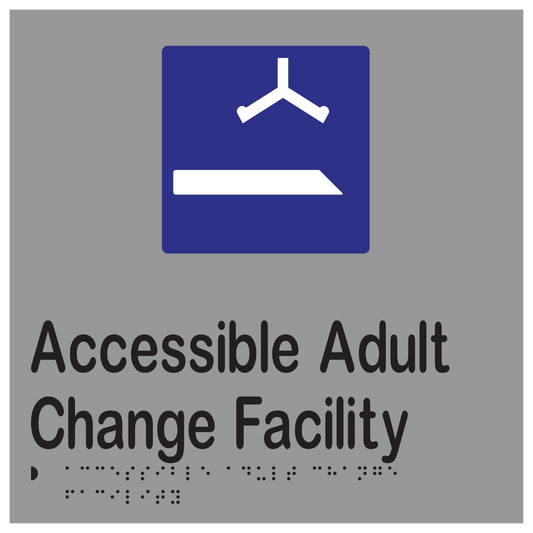 Acc Adult Change Facility Braille Sign - Stainless Steel with Black Infill