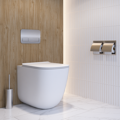 Recessed Double Toilet Roll Holder with Hood in Satin Stainless Steel