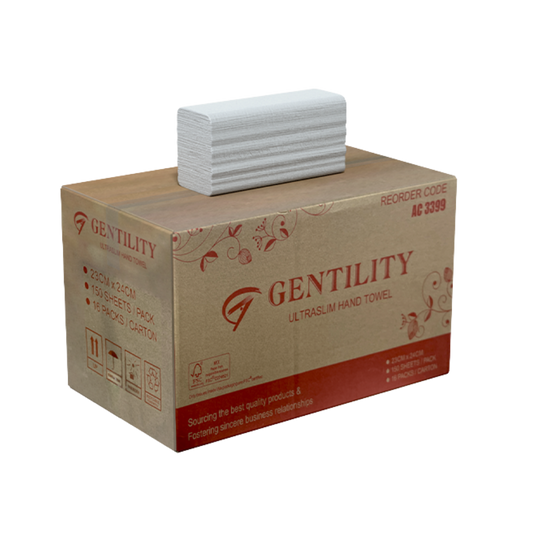 Ultra Slim Paper Towel – 16 packs per carton (150 sheets in one pack) Sheet Size: 230mm x 230mm (unfolded)& 230mm x 60mm (folded) *Product sold per carton*