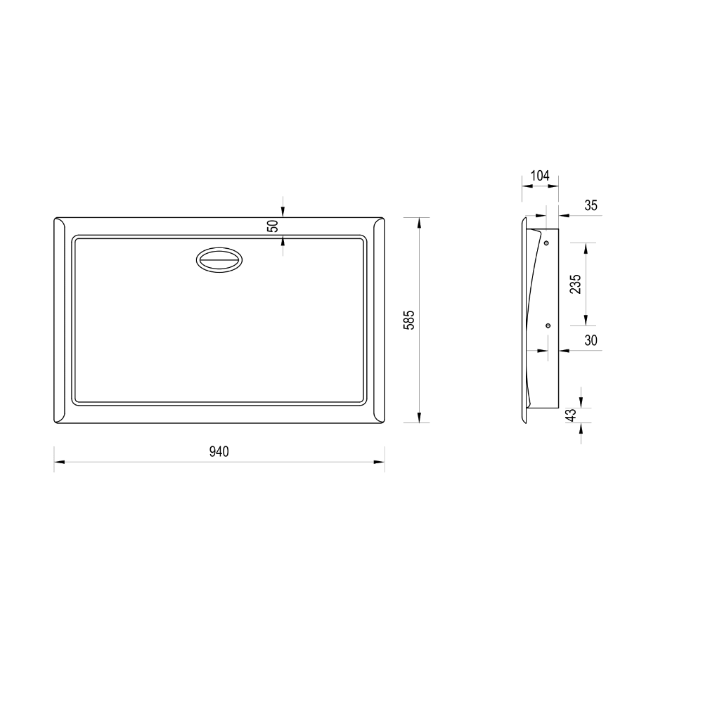 Baby Change Station Recessed SS