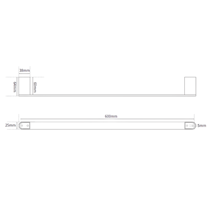 Serenity: Single Towel Rail 600mm Designer Black
