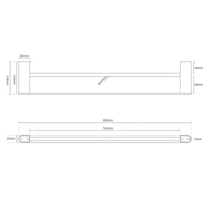 Serenity: Double Towel Rail 600mm Gold *Special Order Product