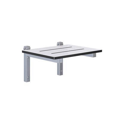 Folding Shower Seat - 355mmL x 315mmW with 13mm White Compact Laminate Seat Top and Satin Stainless Steel Frame