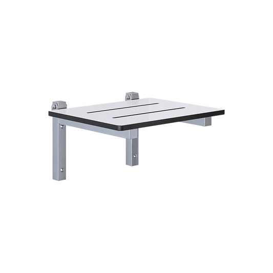Folding Shower Seat - 355mmL x 315mmW with 13mm White Compact Laminate Seat Top and Satin Stainless Steel Frame