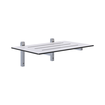 Folding Shower Seat - 600mmL x 400mmW with 13mm White Compact Laminate Seat Top and Satin Stainless Steel Frame