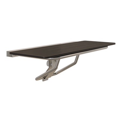 Accessible Folding Shower Seat - 960mmL x 400mmW with 13mm Designer Black Compact Laminate Seat Top and Satin Stainless Steel Frame