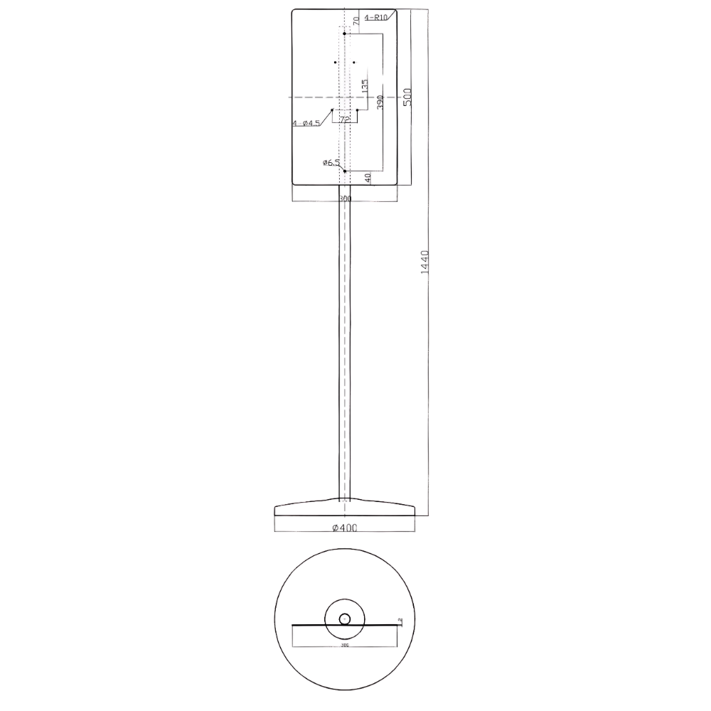 Hygiene Station with White Stand & Stainless Steel Sanitiser Dispenser - Finish: White Powder Coat & Satin Stainless Steel