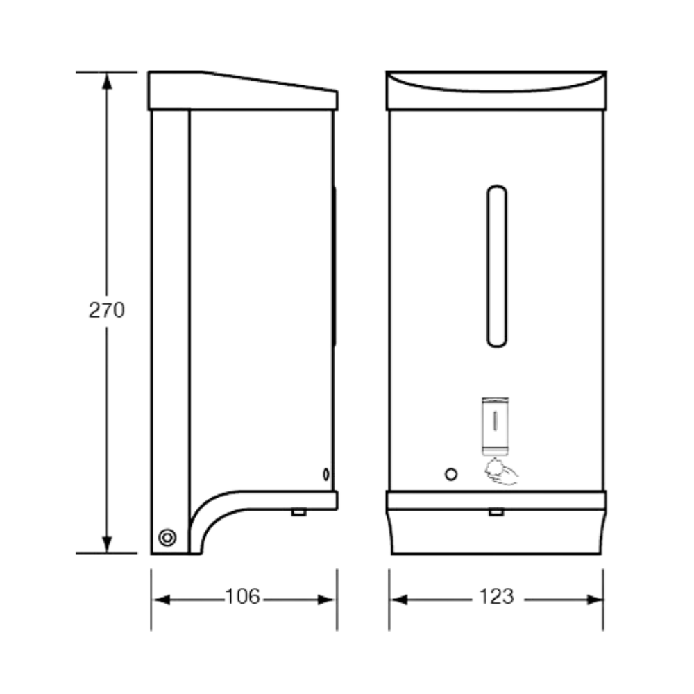Hygiene Station with White Stand & Stainless Steel Sanitiser Dispenser - Finish: White Powder Coat & Satin Stainless Steel