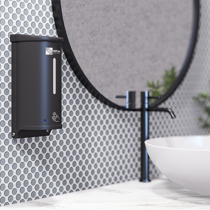 Surface Mounted Sensor Operated Hand Sanitiser Dispenser – 800mL Capacity. Finish: Designer Black
