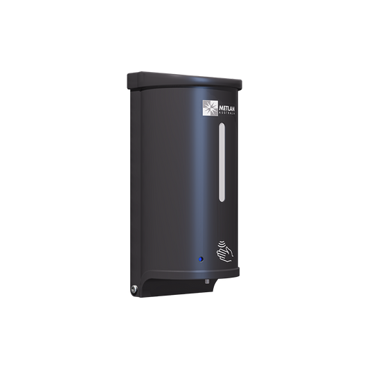 Surface Mounted Sensor Operated Hand Sanitiser Dispenser – 800mL Capacity. Finish: Designer Black