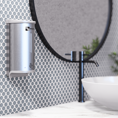 Surface Mounted Sensor Operated Hand Sanitiser Dispenser – 800mL Capacity. Finish: Satin Stainless Steel