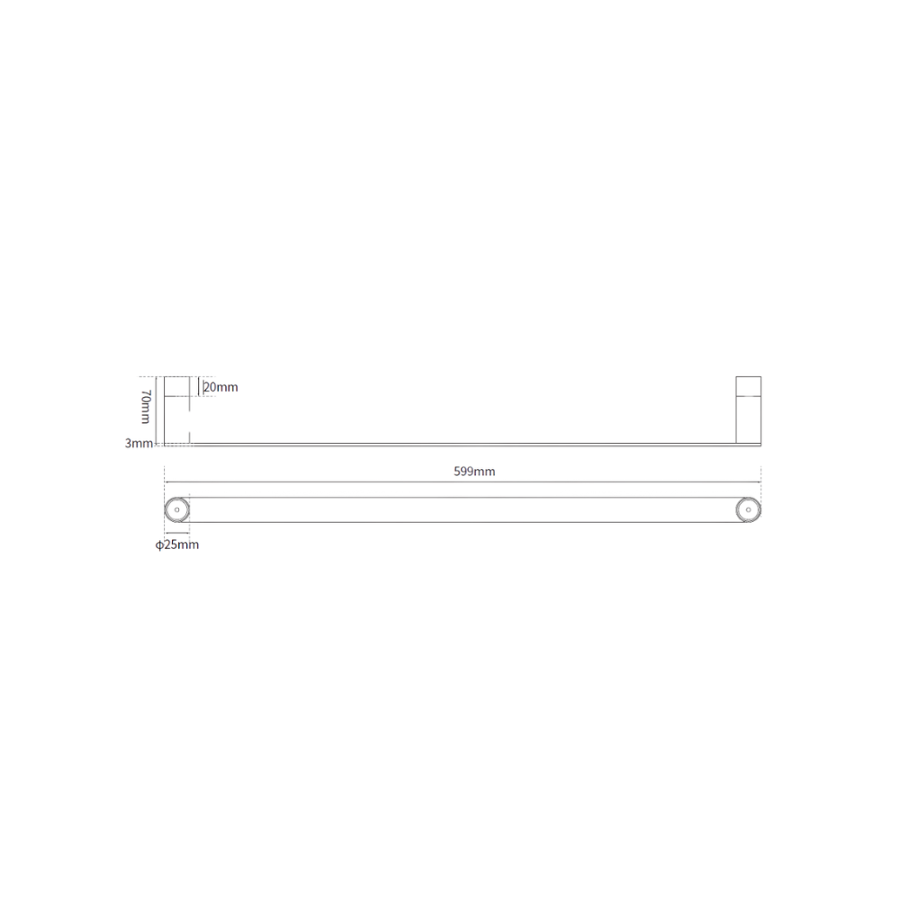 Parker: Single Towel Rail, 600mm, Satin Stainless Steel *Special Order Product
