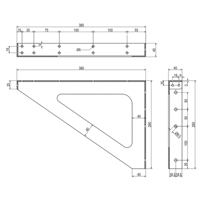 Wall Mount Bench Seat Bracket - Silver
