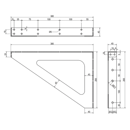 Wall Mount Bench Seat Bracket - Silver