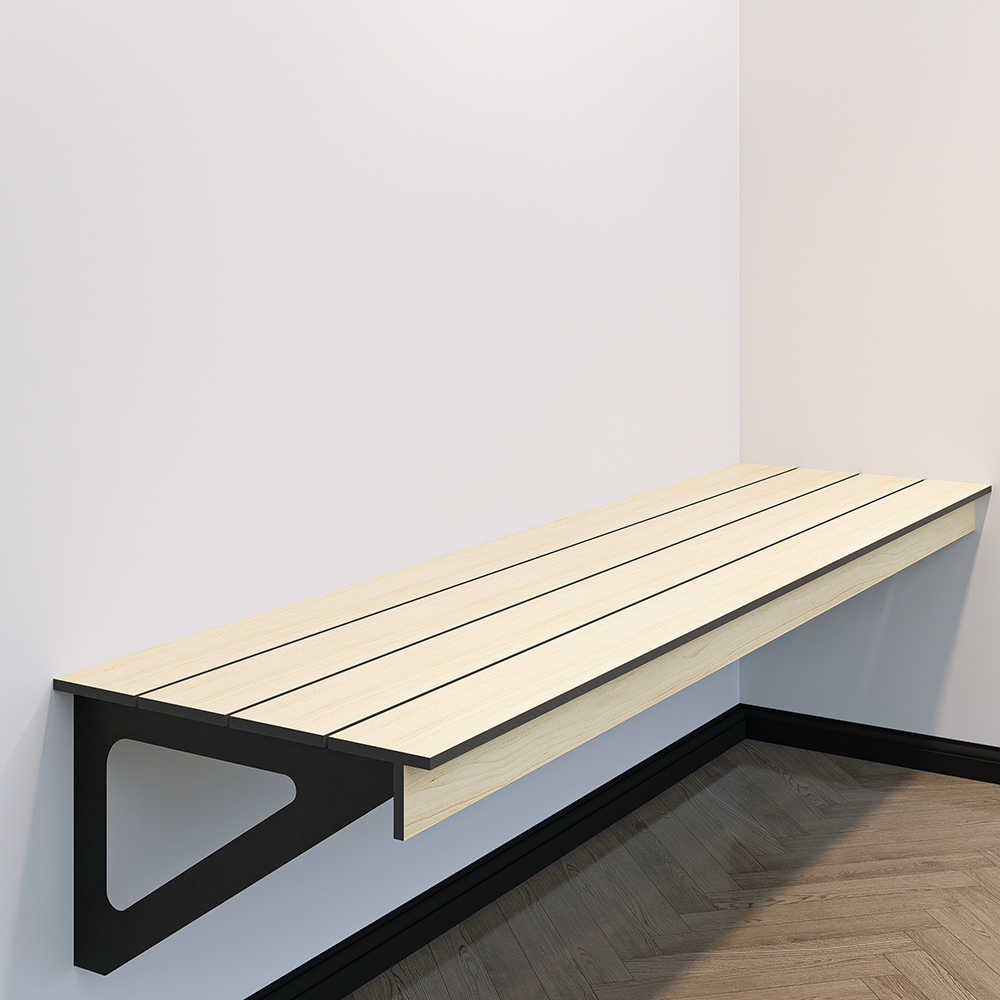 Wall Mount Bench Seat Bracket - Designer Black