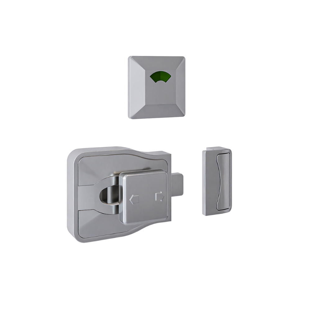 Moda Series Slide Lock and Indicator Set - Satin Chrome Plate - With Screw Fixings