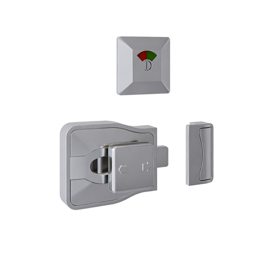 Moda Series Emergency Release Slide Lock and Indicator Set - Satin Chrome Plate - With Screw Fixings