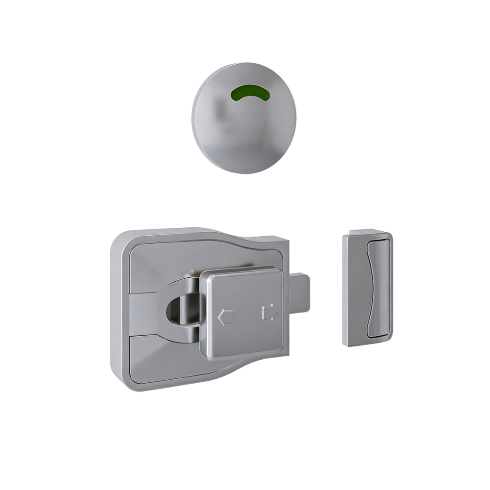 Moda Series Slide Lock and Round Face Indicator Set - Satin Chrome Plate - With Screw Fixings