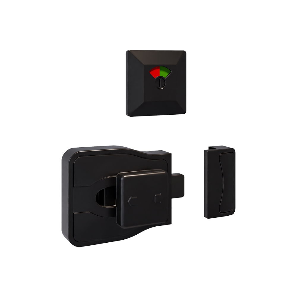 Moda Series Emergency Release Slide Lock and Indicator Set - Designer Black - With Screw Fixings