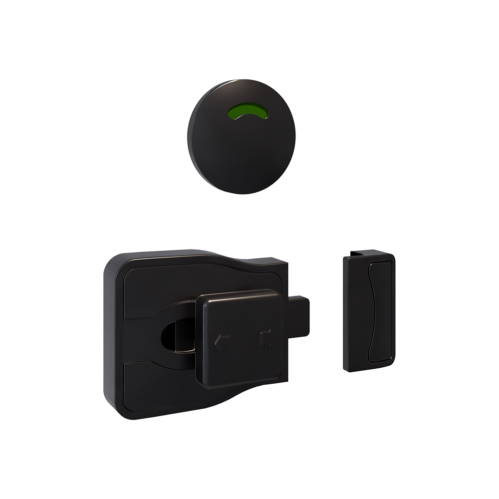 Moda Series Slide Lock and Round Face Indicator Set - Designer Black - With Screw Fixings
