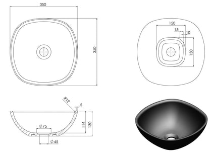 350mm Pietra Bianca - Marcello Above Counter Basins