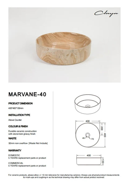 405*405*130mm Stone-look Glossy Finish Above Counter Basin