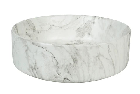 405*405*130mm Matte White with Delicate Stone-look Veining Above Counter Basin