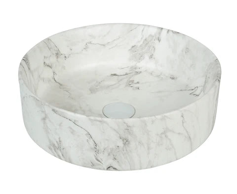 405*405*130mm Matte White with Delicate Stone-look Veining Above Counter Basin
