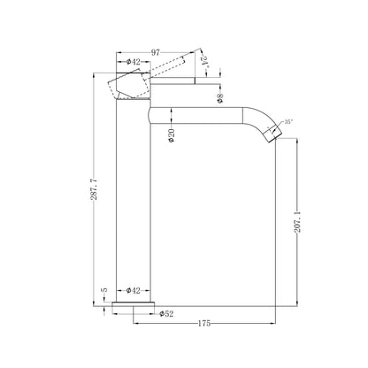 Zen SS316L Tall Basin Mixer Graphite