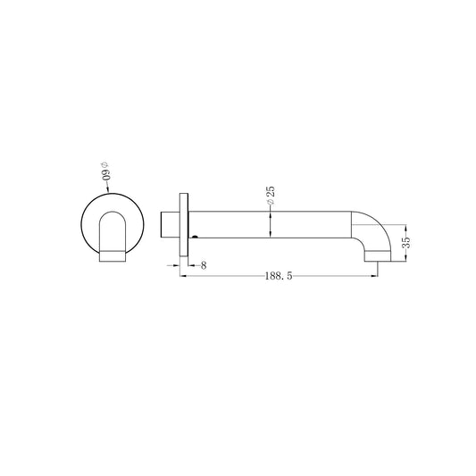 Zen SS316L Round Basin/Bath Spout Only 185mm Brushed Bronze