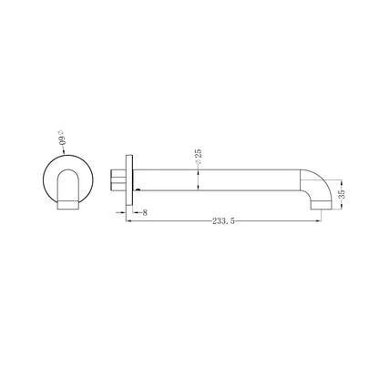 Zen SS316L Round Basin/Bath Spout Only 230mm Brushed Gold