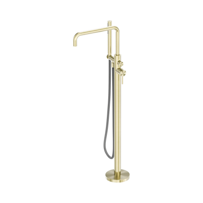 Zen SS316L Freestanding Bath Mixer With Outdoor Shower Hose Brushed Gold