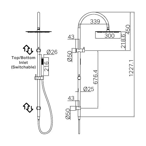 Zen SS316L Twin Shower With Outdoor Shower Hose Brushed Bronze