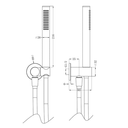 Zen SS316L Shower On Bracket Brushed Bronze