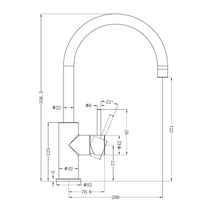 Zen SS316L Kitchen Mixer Graphite