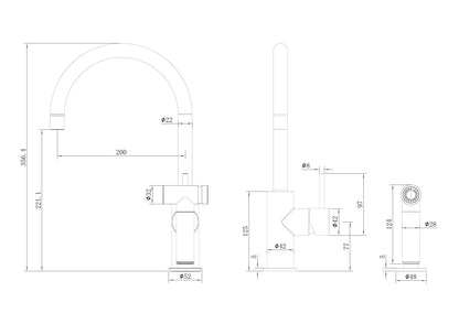 Zen SS316L Kitchen Mixer With Hand Spray Brushed Bronze