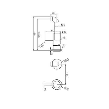 Zen SS316L Wall Basin/Bath Mixer Separate Back Plate 185mm Spout Trim Kits Only Brushed Nickel