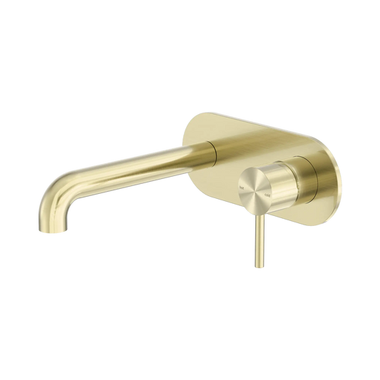 Zen SS316L Wall Basin/Bath Mixer 185mm Spout Brushed Gold