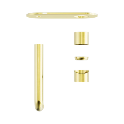 Zen SS316L Wall Basin/Bath Mixer 185mm Spout Trim Kits Only Brushed Gold