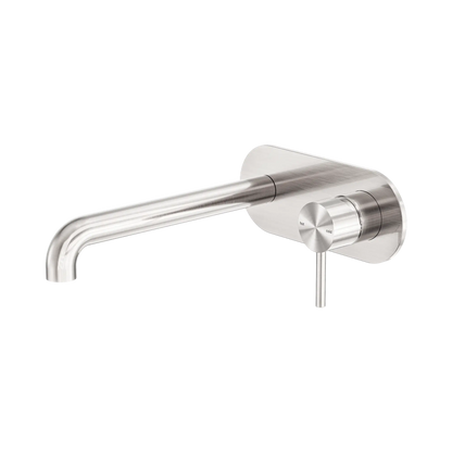 Zen SS316L Wall Basin/Bath Mixer 230mm Spout Brushed Nickel